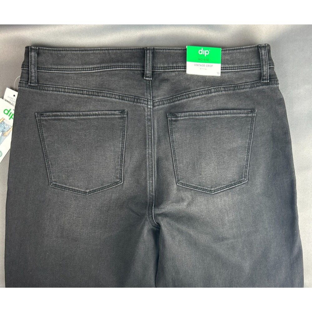DIP Mid Rise Vintage Crop Black Raw Hem Jeans NWT Size 10 - Picture 14 of 16